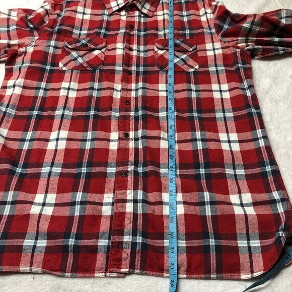 Hudson North Red/Navy Plaid Flannel Button Up Shirt Size XL - Picture 8 of 8